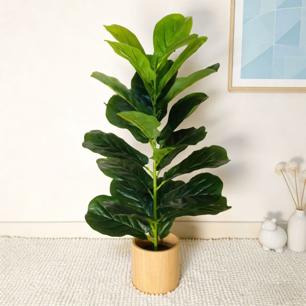 Green Plastic Artificial Ficus - Fiddle Leaf Fig recension och pris